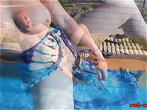 Mature red-haired RedXXX nailing and stroking poolside